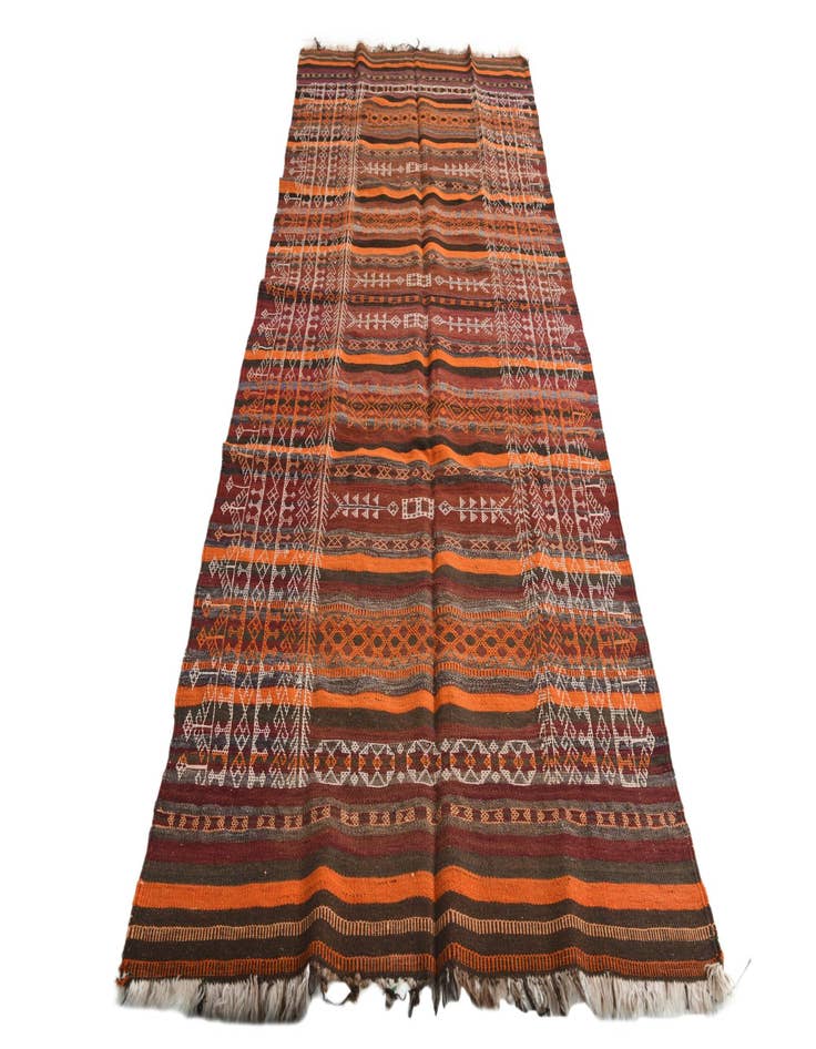 Detail image of  4' 3 x 10' 8  Hand Woven Kilim Fars Wool Runner Rug