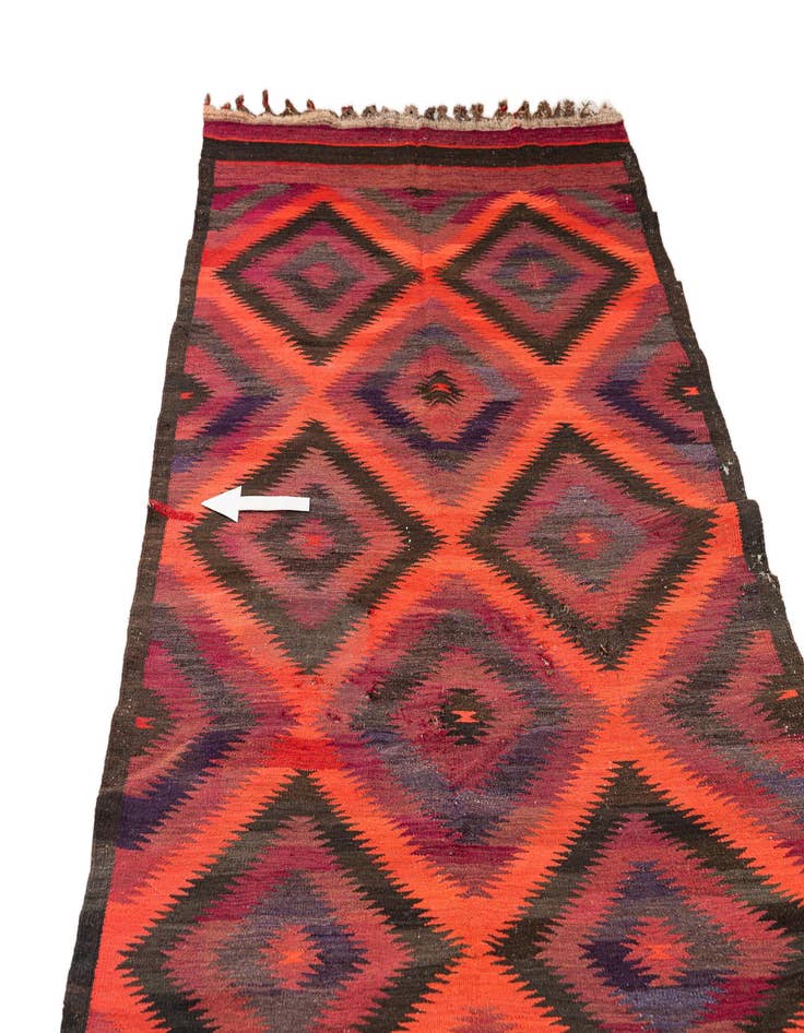 Detail image of  4' 8 x 15'  Hand Woven Kilim Fars Wool Runner Rug