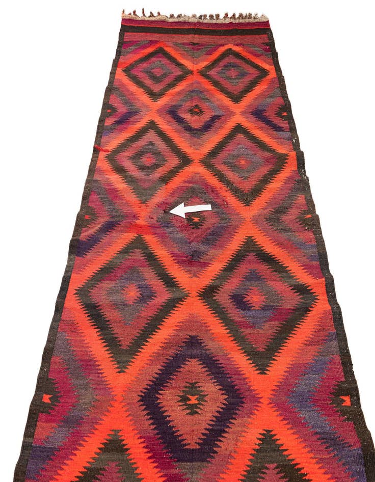 Detail image of  4' 8 x 15'  Hand Woven Kilim Fars Wool Runner Rug