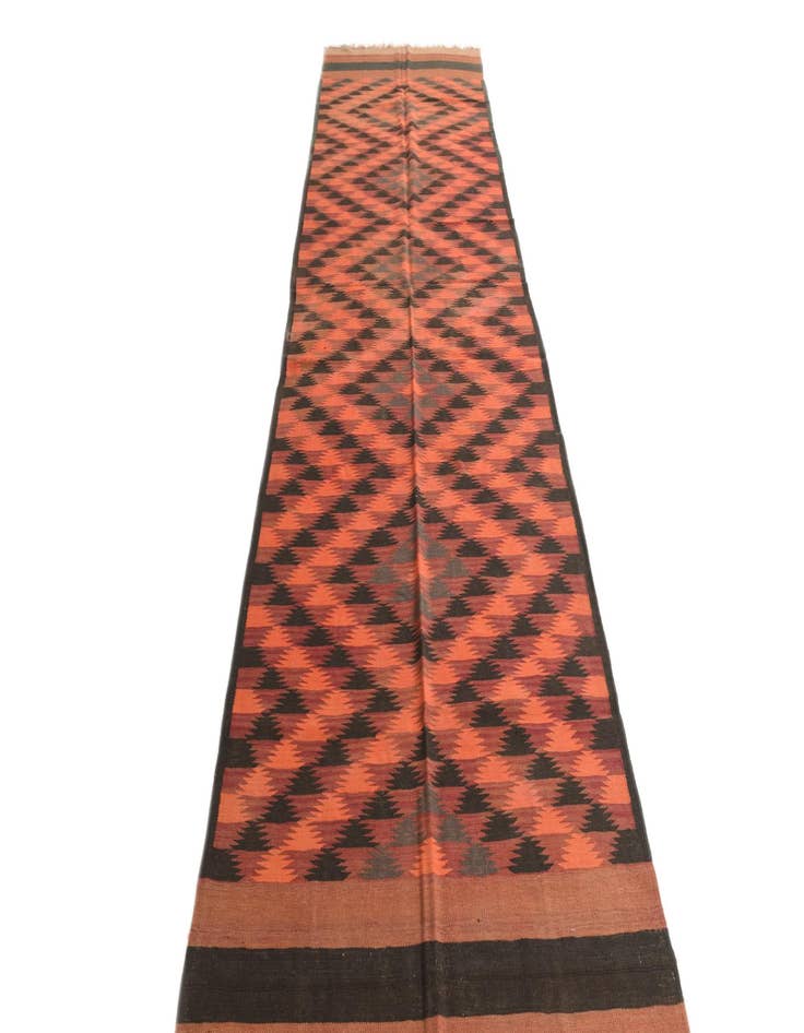 Detail image of  4' 3 x 15'  Hand Woven Kilim Fars Wool Runner Rug