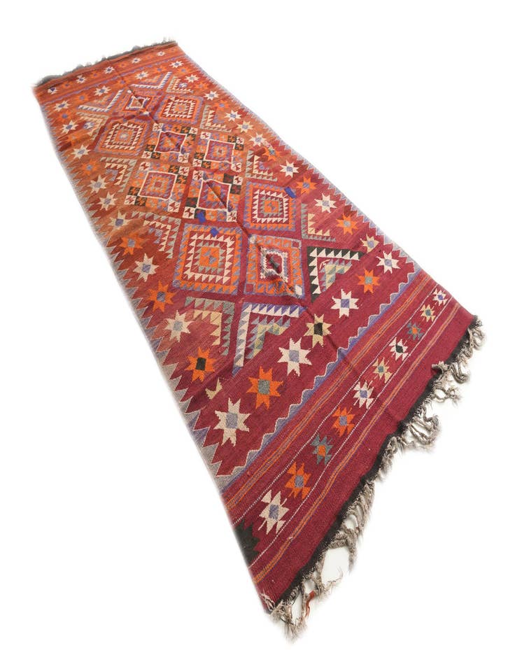 Detail image of  6' x 14' 5  Hand Woven Kilim Fars Wool Runner Rug