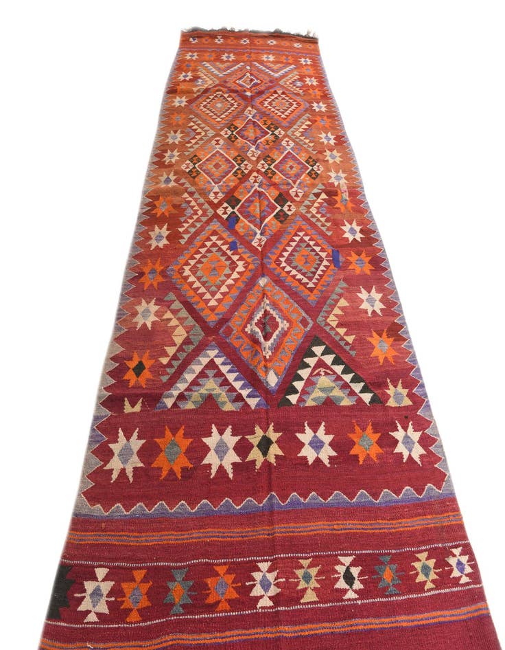 Detail image of  6' x 14' 5  Hand Woven Kilim Fars Wool Runner Rug