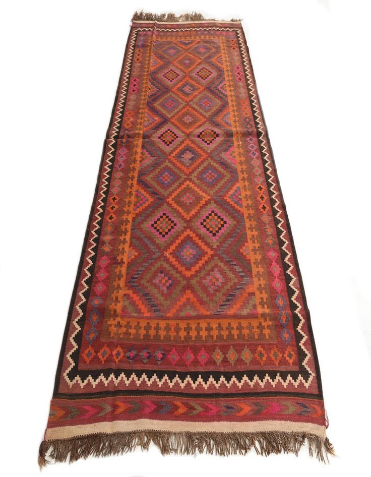 Detail image of  4' 10 x 10' 3  Hand Woven Kilim Fars Wool Runner Rug