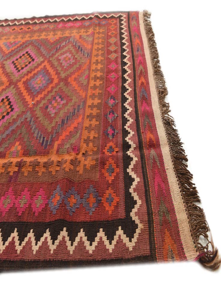 Detail image of  4' 10 x 10' 3  Hand Woven Kilim Fars Wool Runner Rug