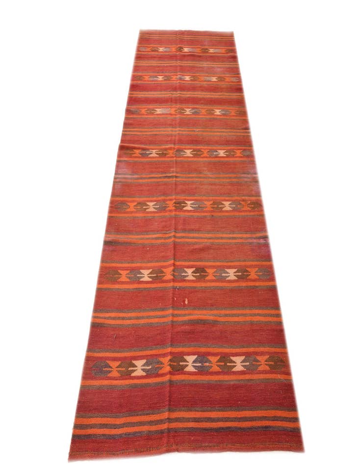 Detail image of  4' 5 x 11' 3  Hand Woven Kilim Fars Wool Runner Rug