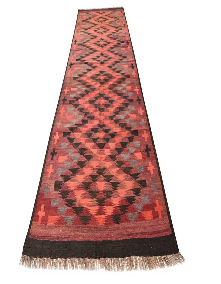 Detail image of  4' 5 x 14'  Hand Woven Kilim Fars Wool Runner Rug