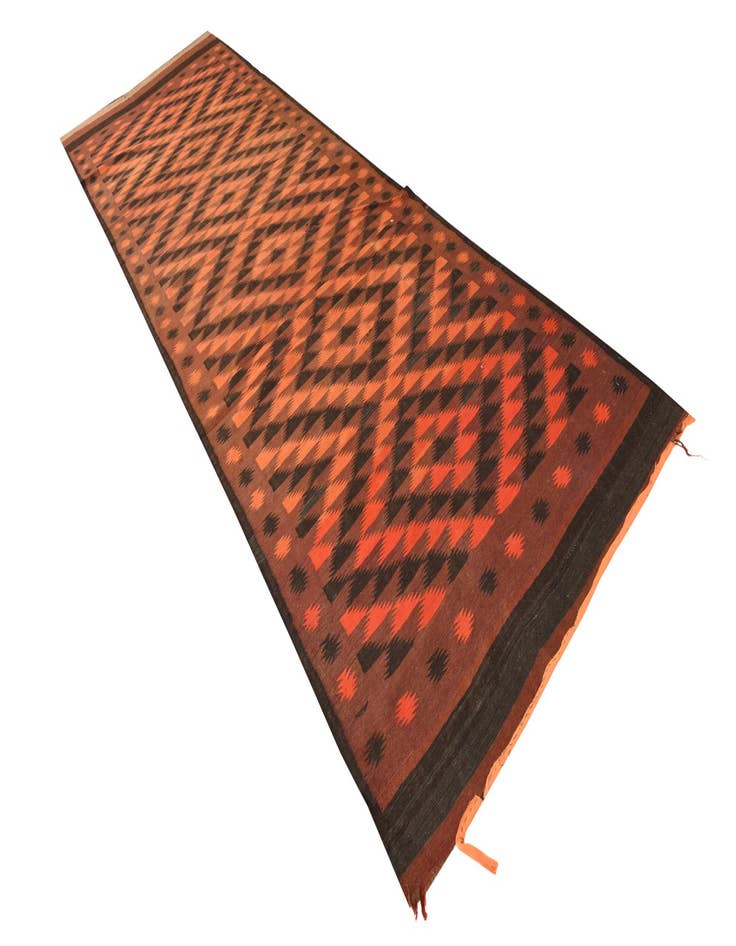 Detail image of  4' 8 x 15' 4  Hand Woven Kilim Fars Wool Runner Rug