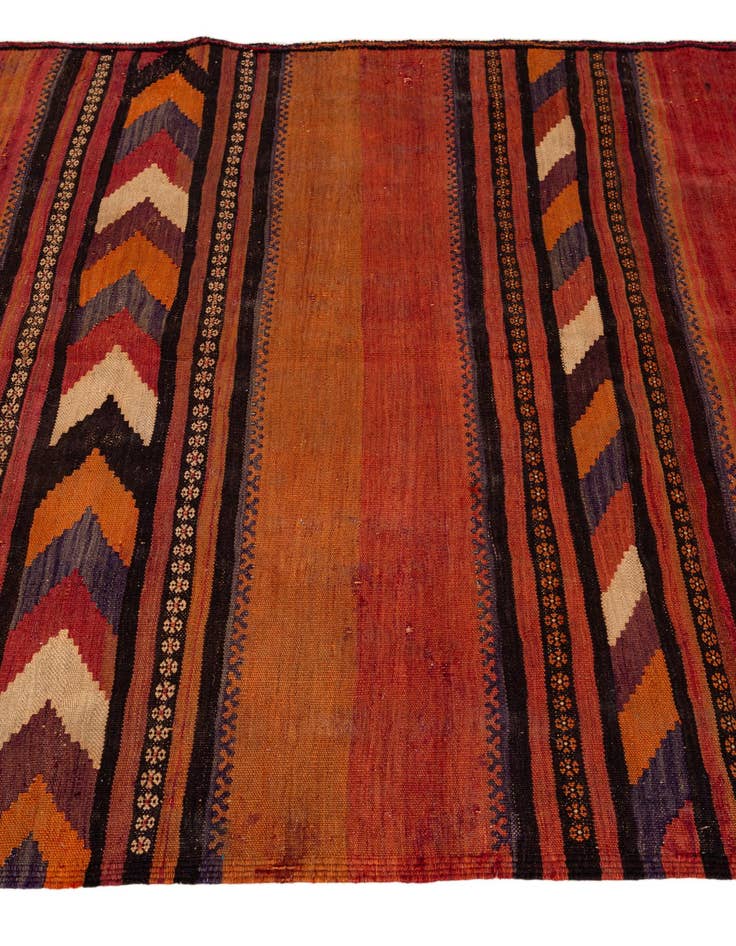 Detail image of  4' 6 x 12' 4  Hand Woven Kilim Fars Wool Runner Rug