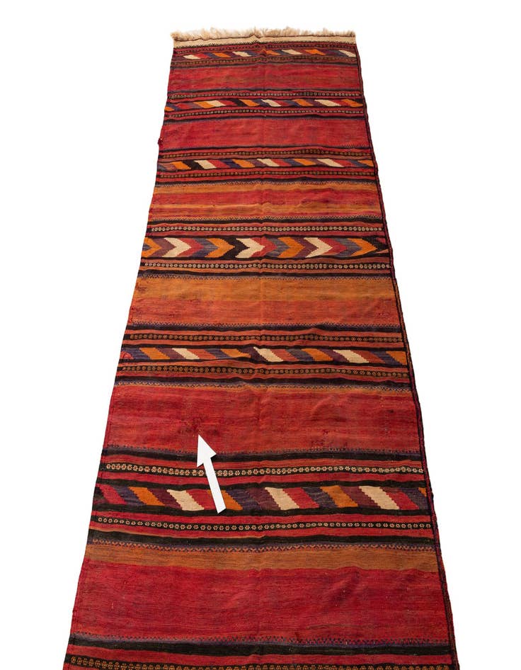 Detail image of  4' 6 x 12' 4  Hand Woven Kilim Fars Wool Runner Rug