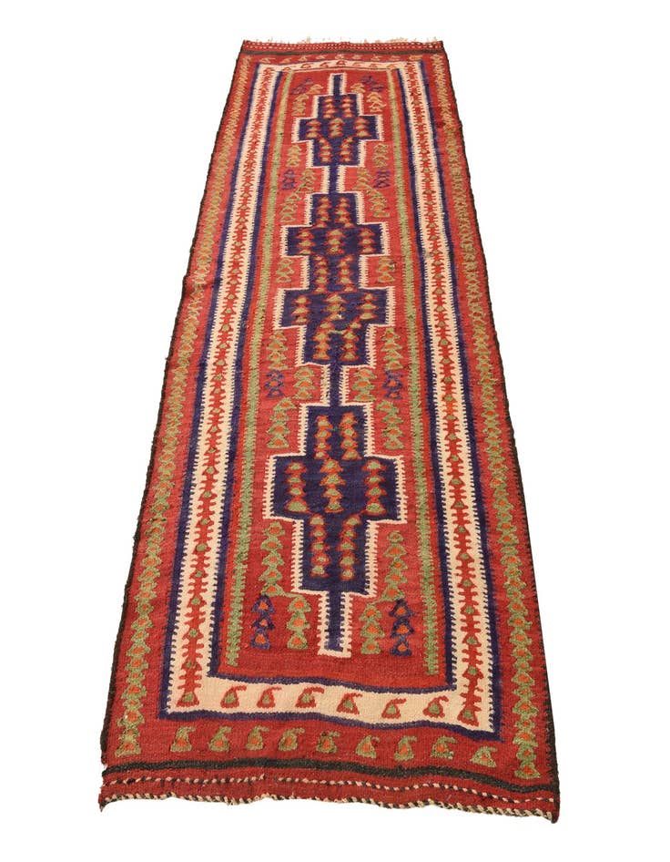 Detail image of  4' 2 x 9' 3  Hand Woven Kilim Fars Wool Runner Rug