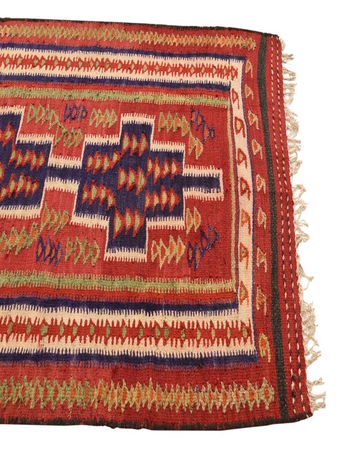 Detail image of  4' 2 x 9' 3  Hand Woven Kilim Fars Wool Runner Rug