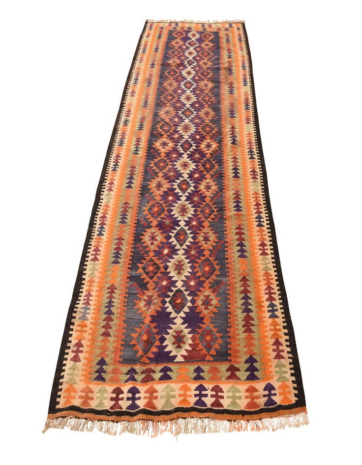 Detail image of  4' 4 x 10' 6  Hand Woven Kilim Fars Wool Runner Rug