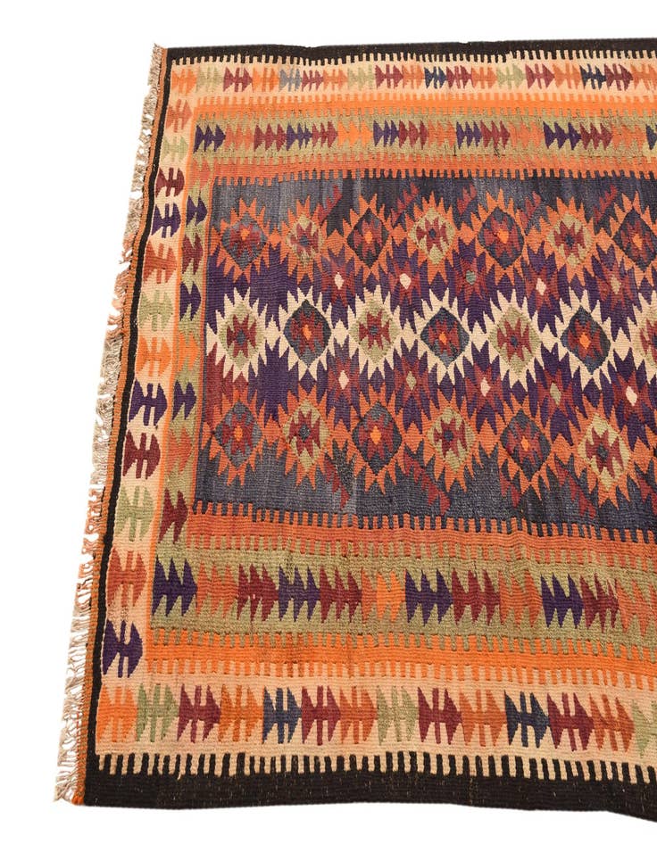 Detail image of  4' 4 x 10' 6  Hand Woven Kilim Fars Wool Runner Rug