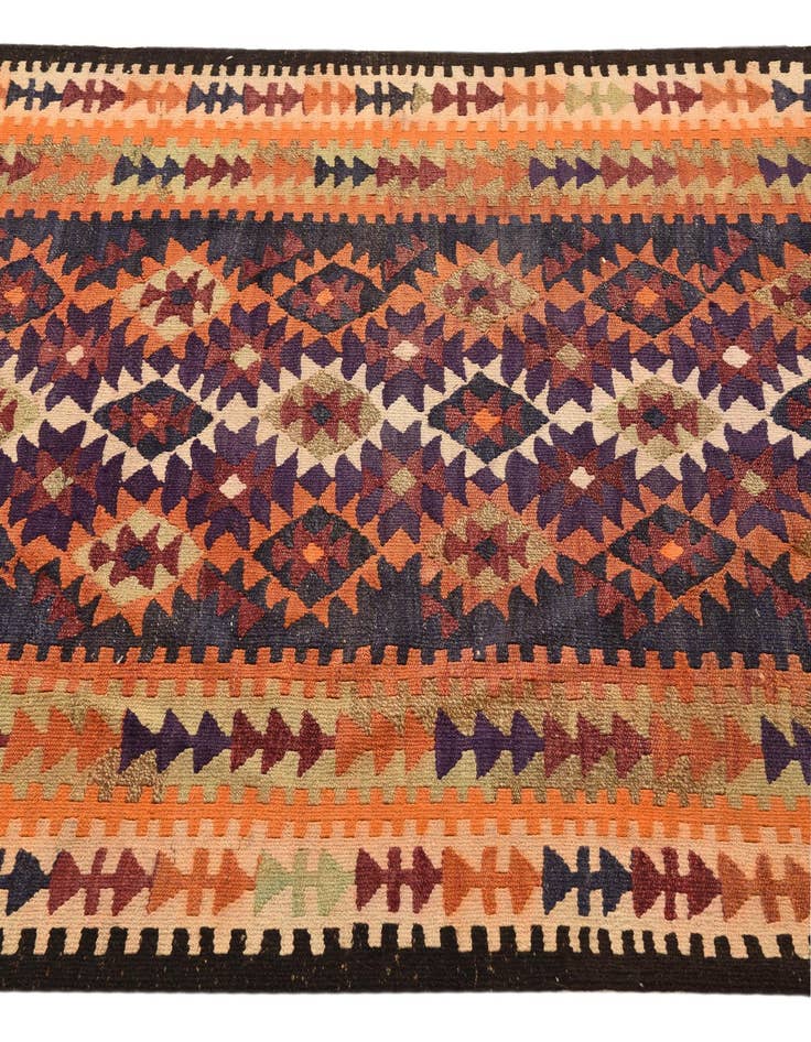 Detail image of  4' 4 x 10' 6  Hand Woven Kilim Fars Wool Runner Rug