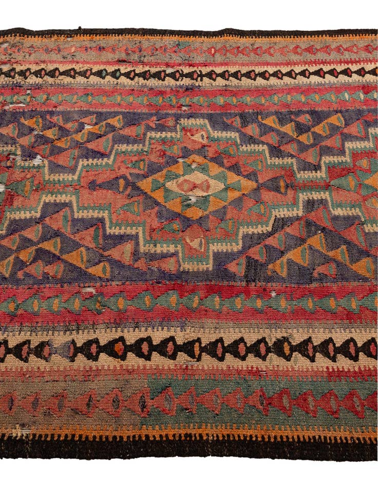 Detail image of  4' 8 x 10'  Hand Woven Kilim Fars Wool Runner Rug