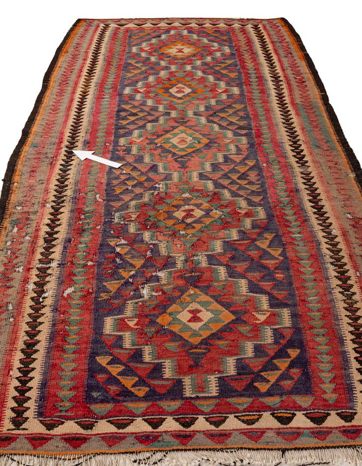 Detail image of  4' 8 x 10'  Hand Woven Kilim Fars Wool Runner Rug