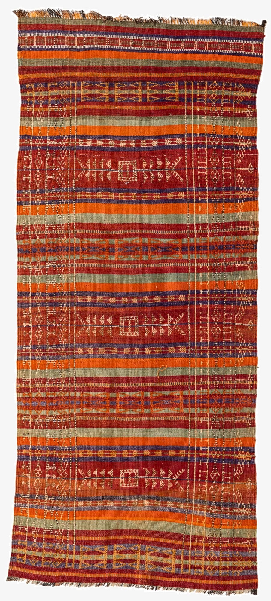  4' x 9' 1  Hand Woven Kilim Fars Wool Runner Rug