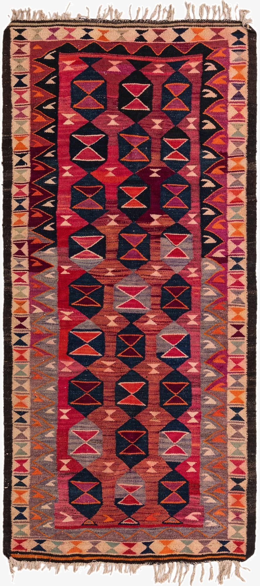  4' 7 x 9' 9  Hand Woven Kilim Fars Wool Runner Rug