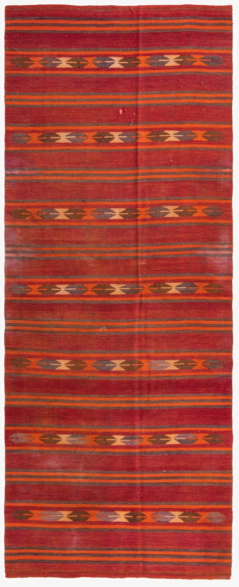  4' 5 x 11' 3  Hand Woven Kilim Fars Wool Runner Rug