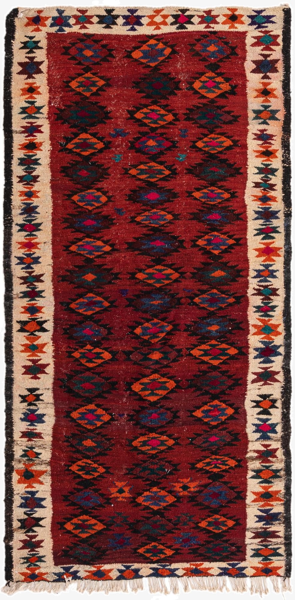  3' 10 x 7' 9  Hand Woven Kilim Fars Wool Runner Rug