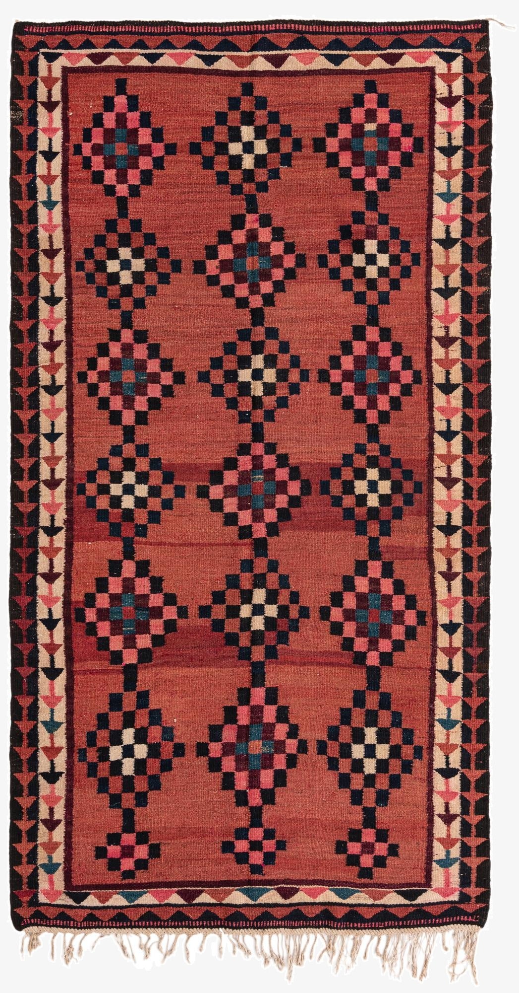  5' 2 x 9' 9  Hand Woven Kilim Fars Wool Runner Rug