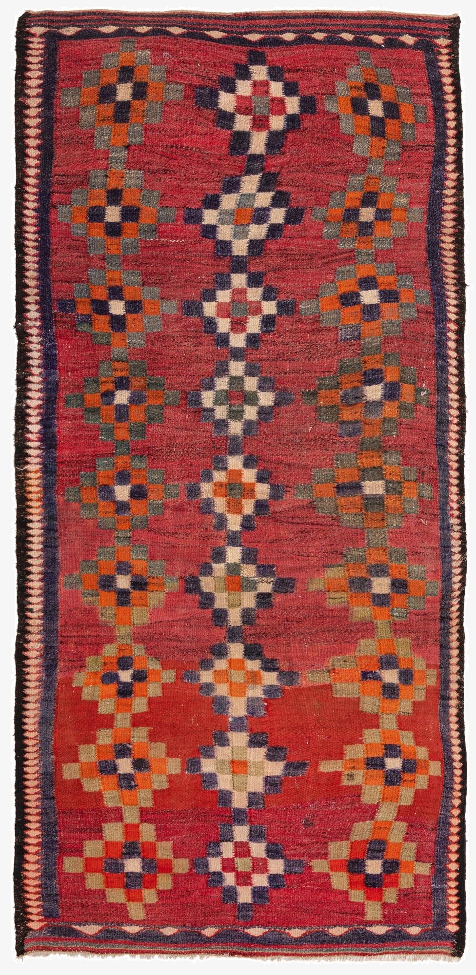  4' x 8' 10  Hand Woven Kilim Fars Wool Runner Rug