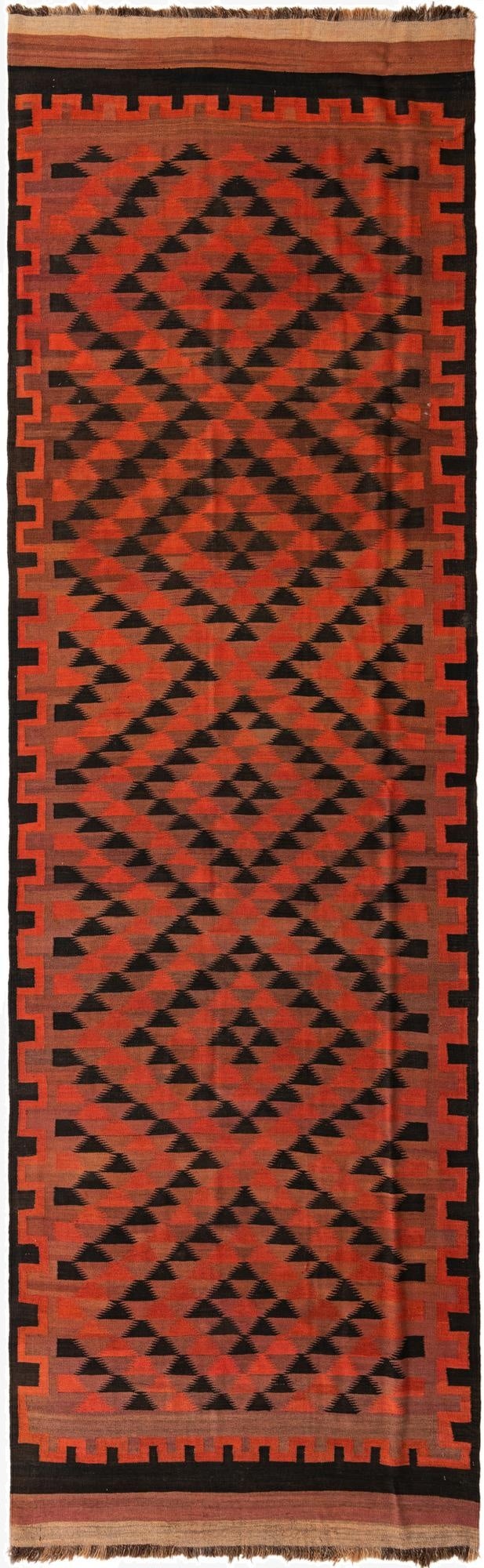  4' 8 x 15' 6  Hand Woven Kilim Fars Wool Runner Rug