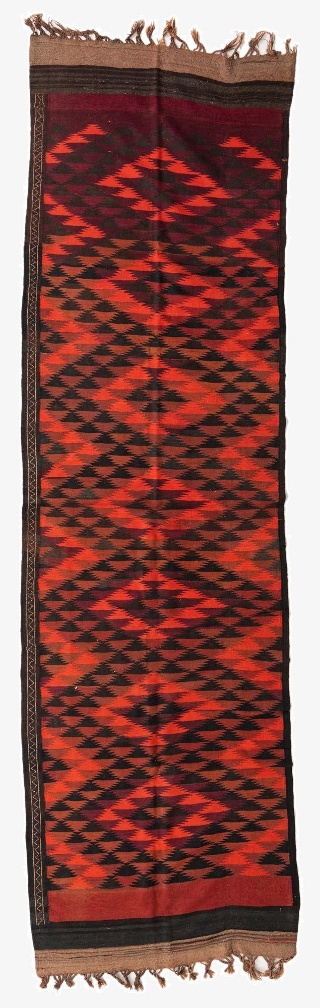  4' 1 x 14' 2  Hand Woven Kilim Fars Wool Runner Rug