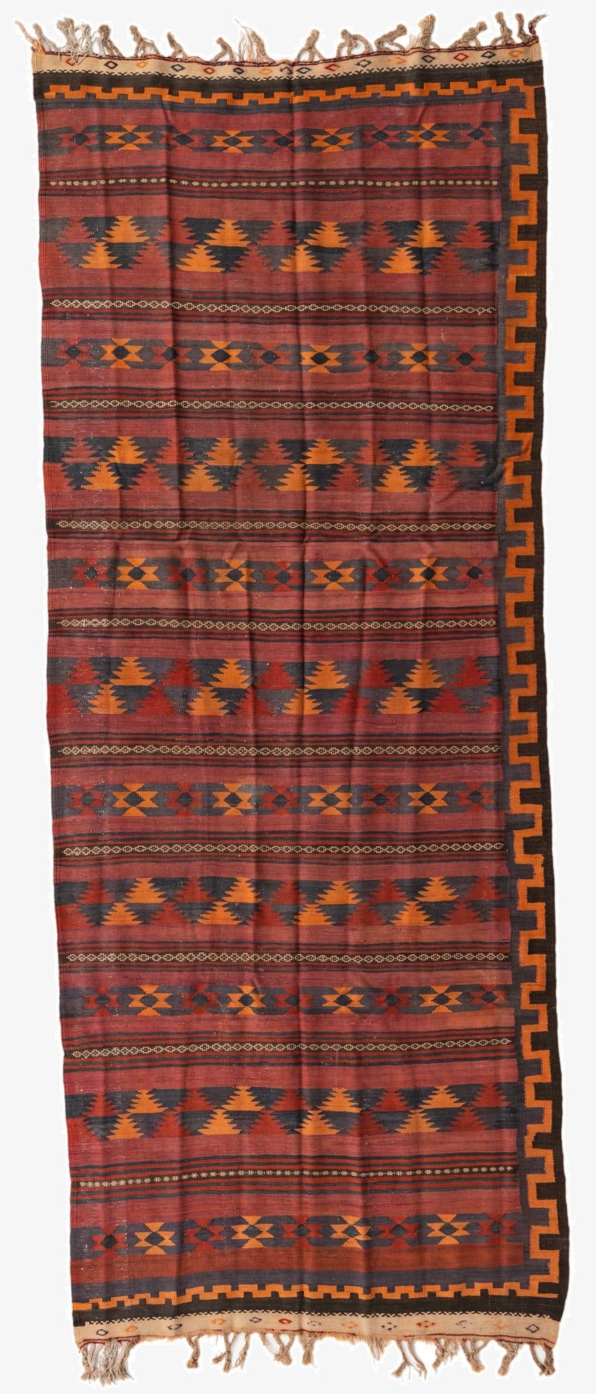  4' 4 x 11'  Hand Woven Kilim Fars Wool Runner Rug