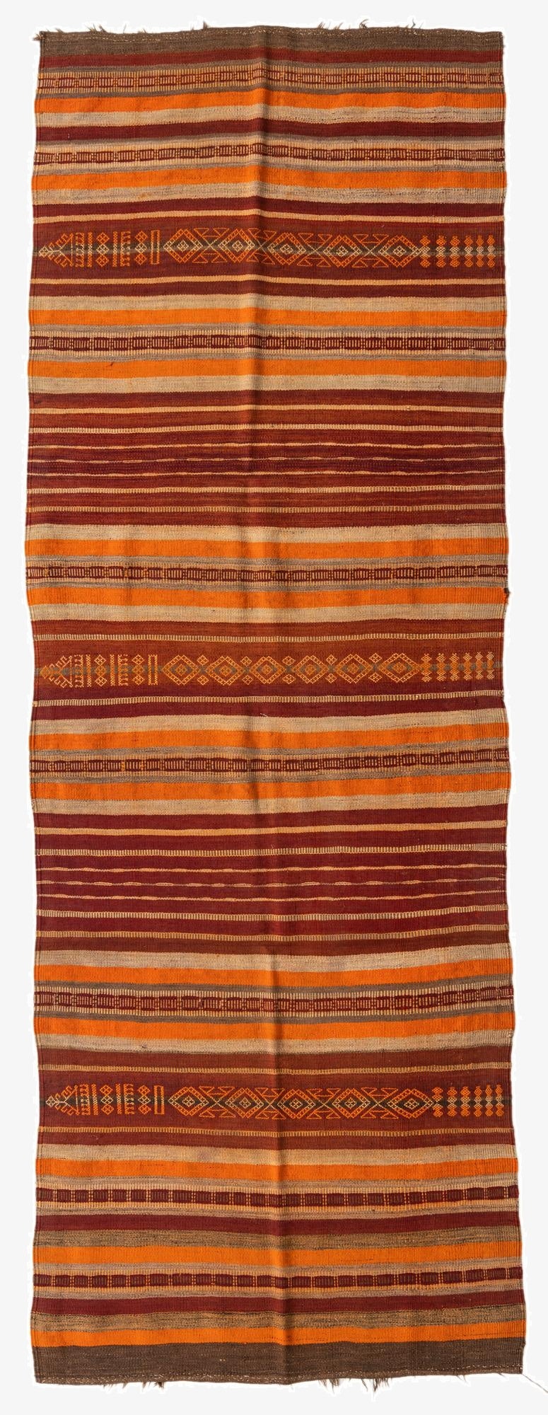  4' 1 x 11' 4  Hand Woven Kilim Fars Wool Runner Rug