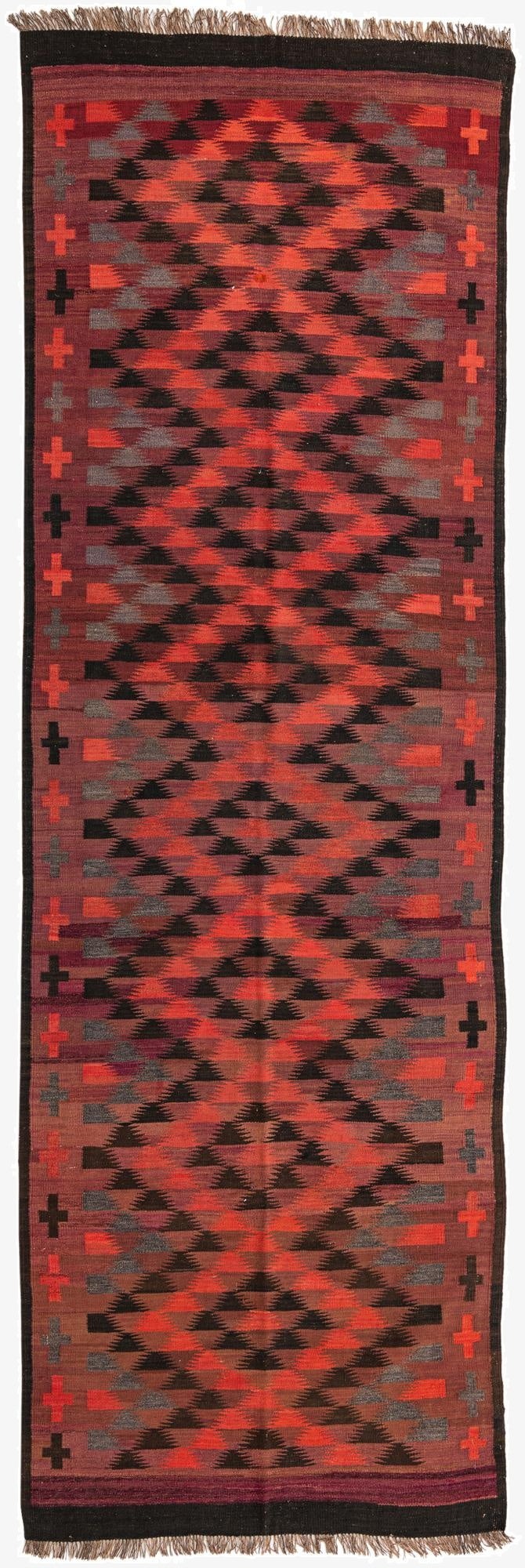  4' 5 x 14'  Hand Woven Kilim Fars Wool Runner Rug