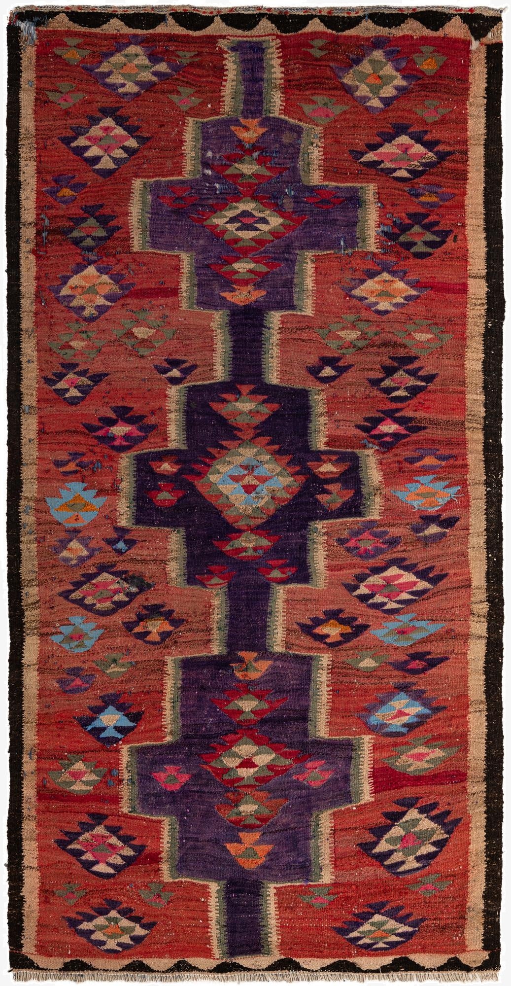  4' 9 x 9' 5  Hand Woven Kilim Fars Wool Runner Rug