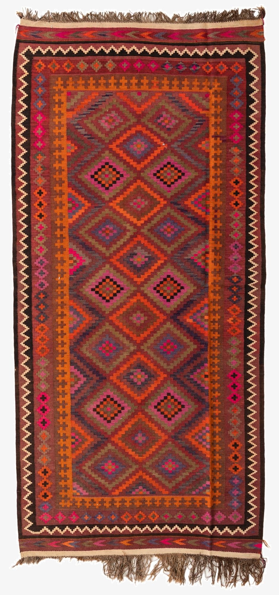  4' 10 x 10' 3  Hand Woven Kilim Fars Wool Runner Rug