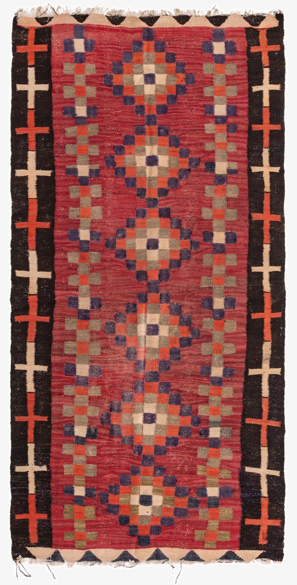  4' 6 x 9'  Hand Woven Kilim Fars Wool Runner Rug