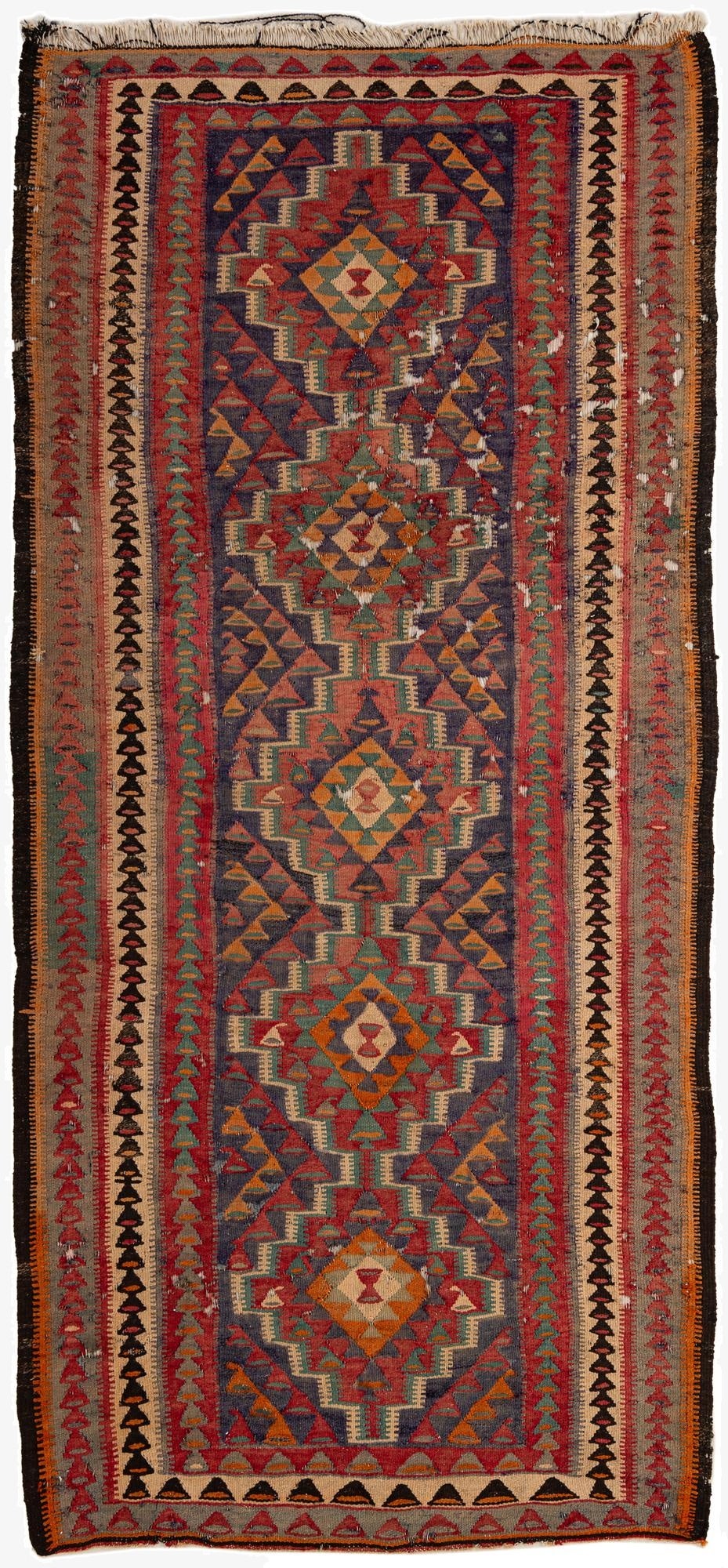  4' 8 x 10'  Hand Woven Kilim Fars Wool Runner Rug