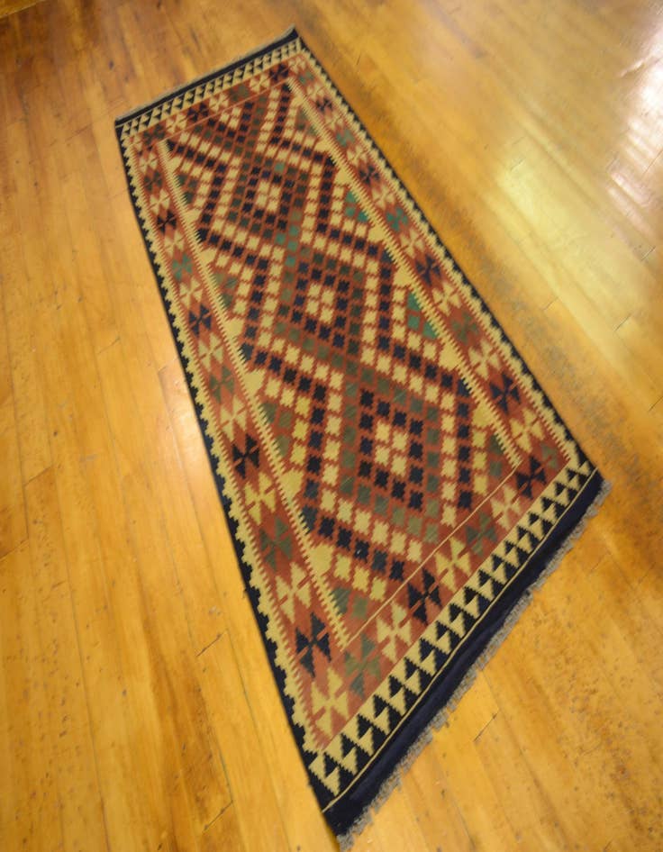 Detail image of  3' 4 x 6' 9  Hand Woven Kilim Maymana Wool Runner Rug