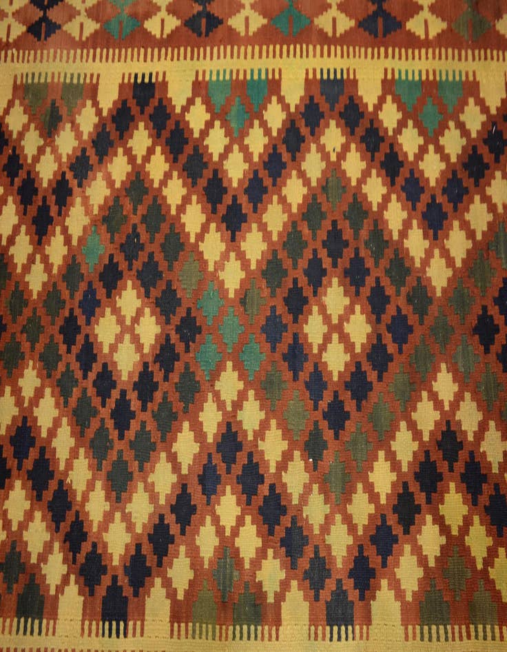 Detail image of  3' 4 x 6' 9  Hand Woven Kilim Maymana Wool Runner Rug
