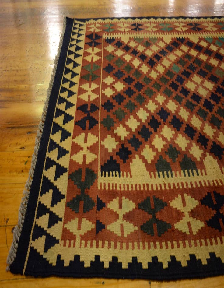 Detail image of  3' 4 x 6' 9  Hand Woven Kilim Maymana Wool Runner Rug