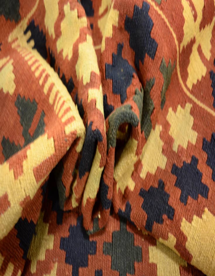 Detail image of  3' 4 x 6' 9  Hand Woven Kilim Maymana Wool Runner Rug