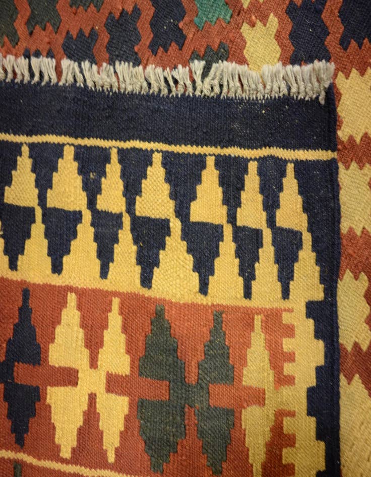 Detail image of  3' 4 x 6' 9  Hand Woven Kilim Maymana Wool Runner Rug