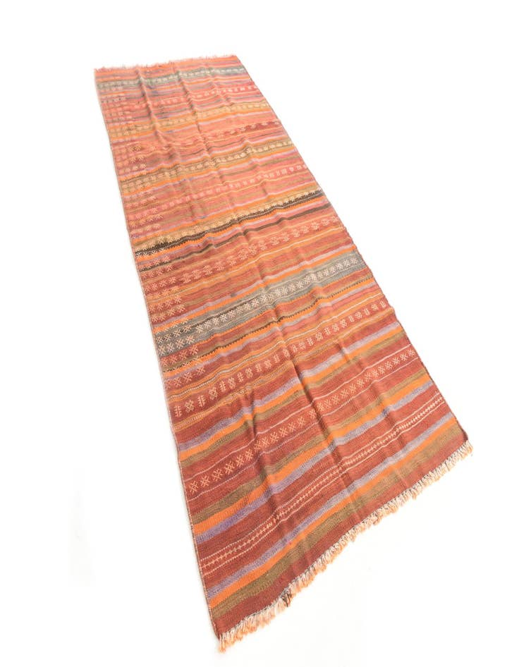 Detail image of  4' x 8' 8  Hand Woven Kilim Modern Wool Runner Rug