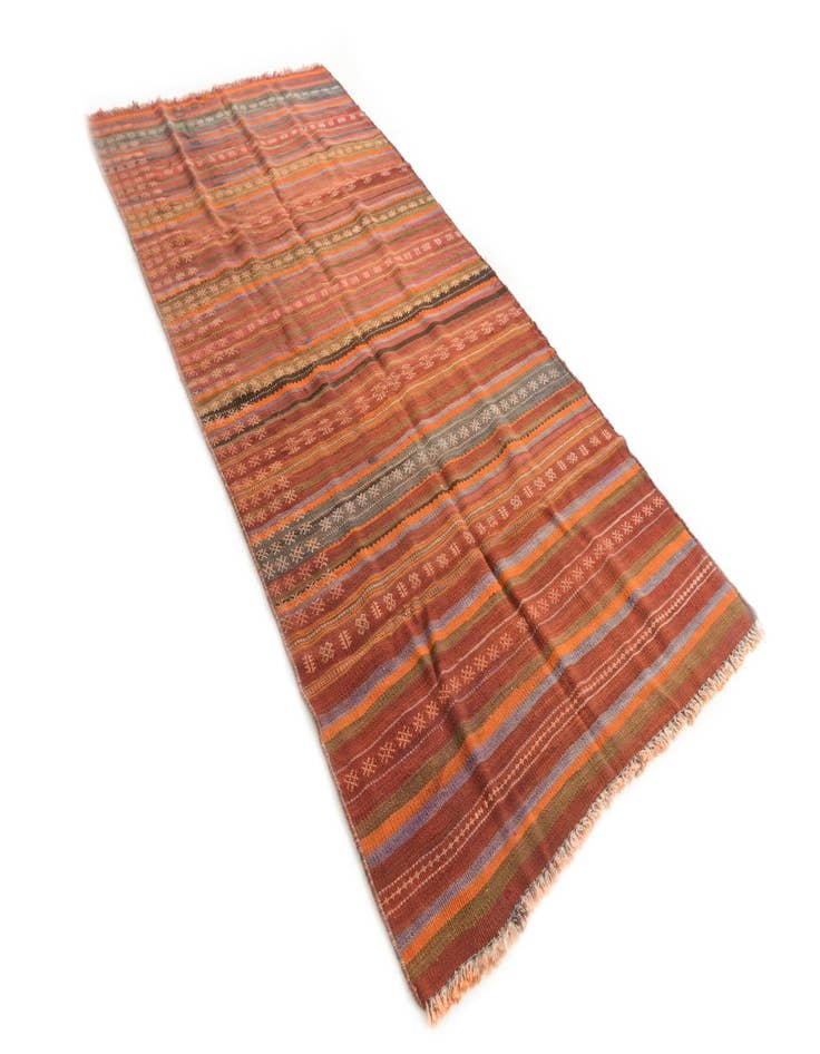 Detail image of  4' x 8' 8  Hand Woven Kilim Modern Wool Runner Rug