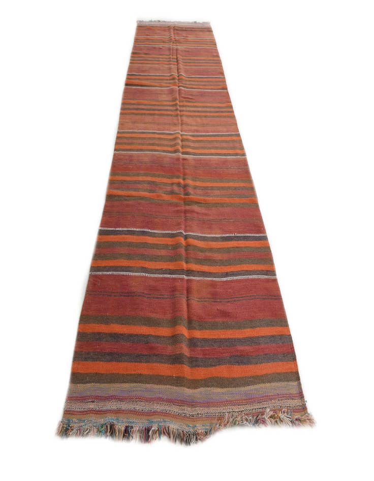 Detail image of  4' 1 x 12' 9  Hand Woven Kilim Modern Wool Runner Rug