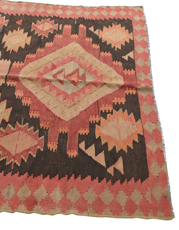 Detail image of  4' 4 x 12' 2  Hand Woven Kilim Modern Wool Runner Rug