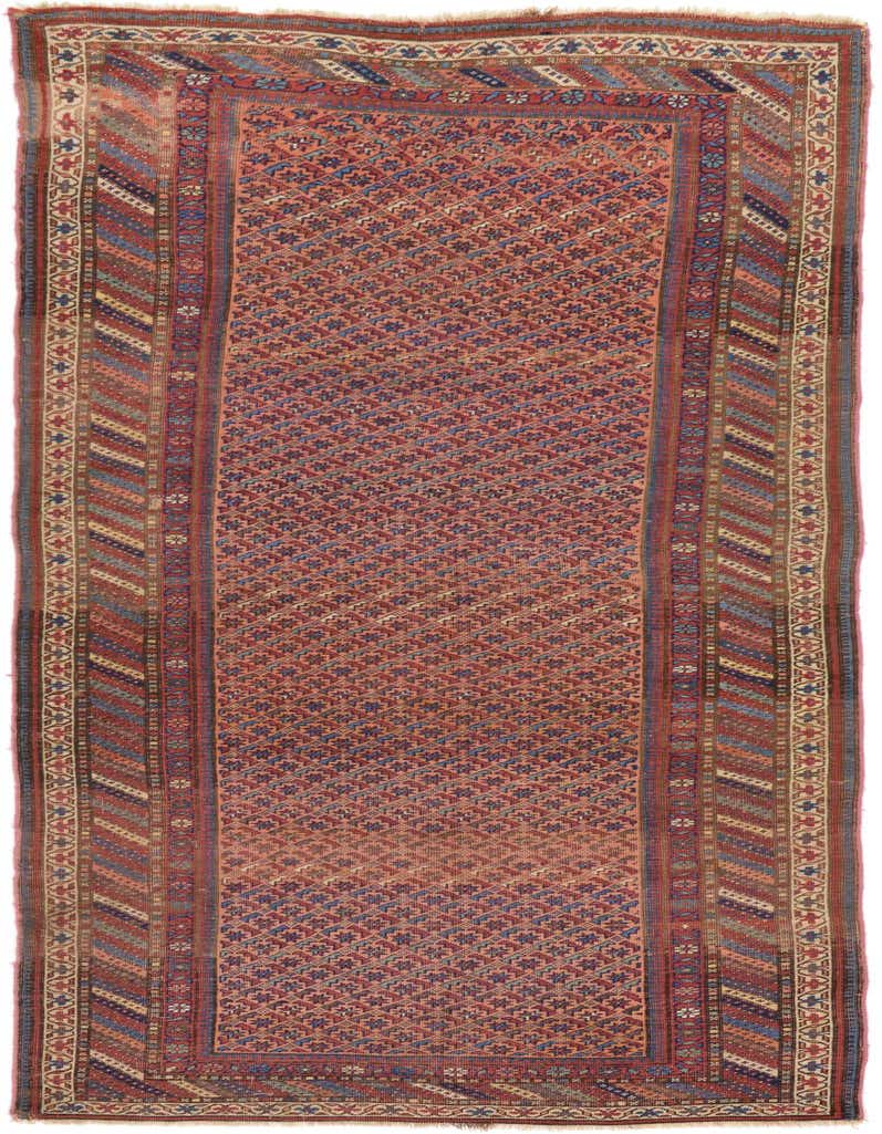 An 11 ft runner rug featuring a traditional Persian botanical pattern in shades of orange, red, and blue, ideal for a hallway.