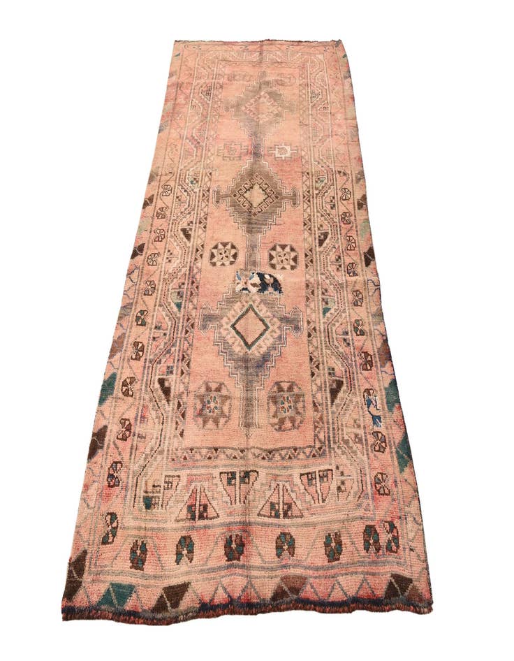 Detail image of  4' 3 x 8' 4  Hand Knotted Meshkin Persian Wool Runner Rug