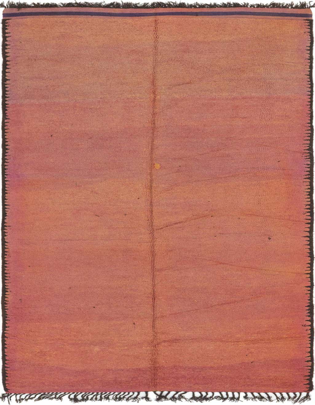 A handmade 13 ft runner rug in shades of orange and red, featuring a shag pile and tribal-inspired design, ideal for a hallway.