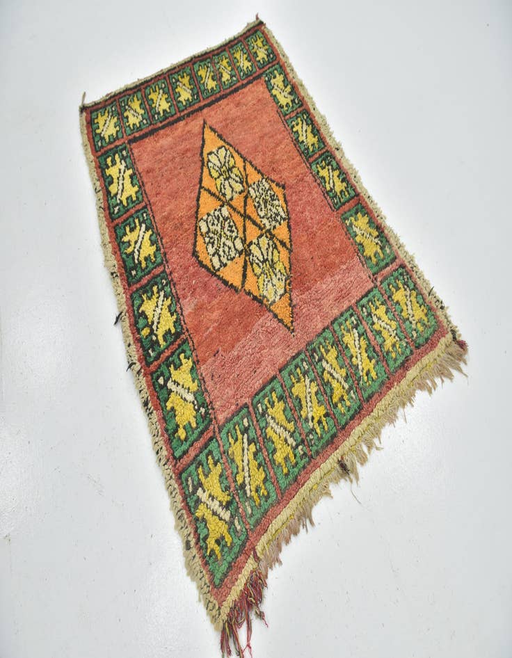 Detail image of  4' 3 x 8'  Hand Knotted Moroccan Wool Runner Rug