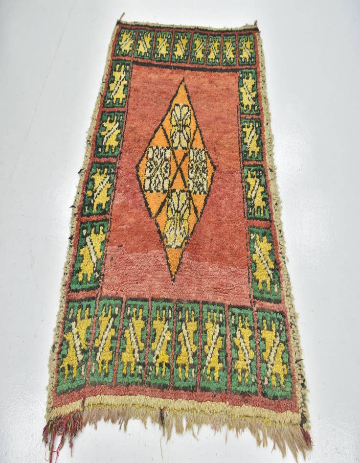Detail image of  4' 3 x 8'  Hand Knotted Moroccan Wool Runner Rug