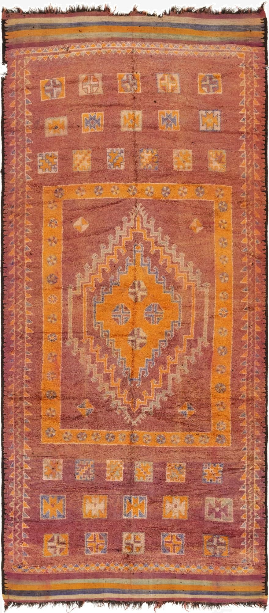  7' x 16'  Hand Knotted Moroccan Wool Runner Rug